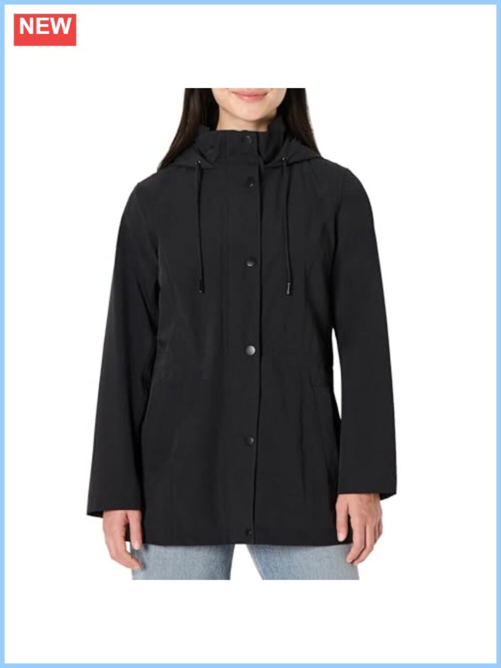 Women's Waterproof Long Hooded Rain Jacket Lightweight Nylon